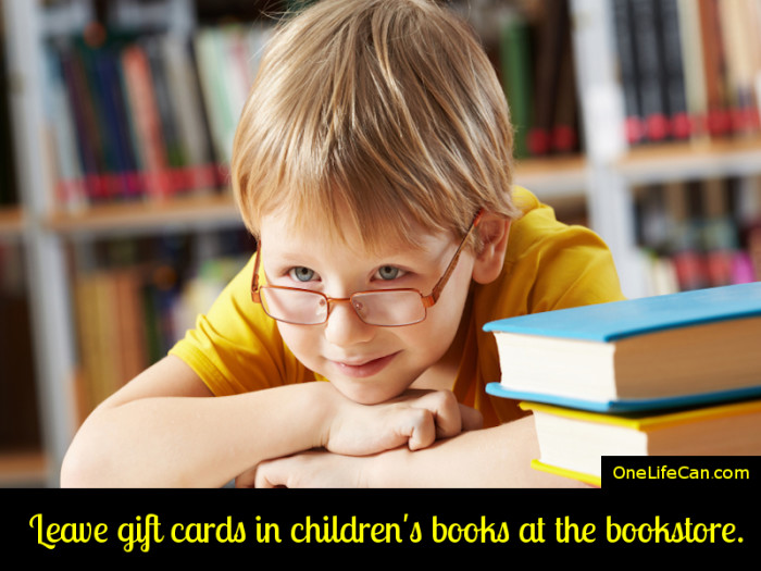 Mindful Act of Kindness - Leave Gift Cards in Children's Books at the Bookstore